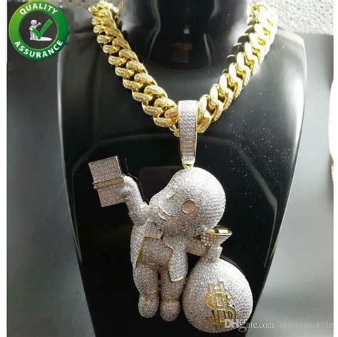 fake iced out mens money bag chains that look real|is iced out jewellery real.